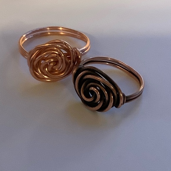 Copper wire wrapped ring rose design handmade size 9.5 - Picture 4 of 5